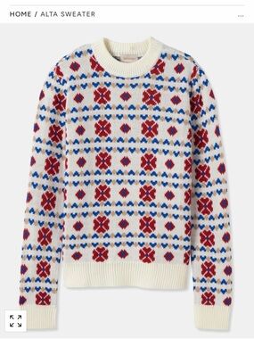 Brixton Alta Crewneck Sweater - Cream with Red/Tan/Blue Fair Isle - women’s S